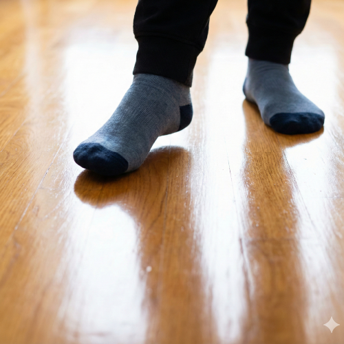 3.【生活相性】グリップが強すぎてつまずく、または滑る|【プロが解説】フロアコーティングで失敗・後悔しないために!よくある事例5選と優良業者の見分け方