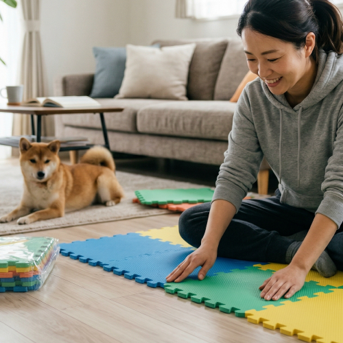 ジョイントマットのメリット|犬の滑り止めはジョイントマットとペットフロアコーティングどっちが良い?費用や衛生面を徹底比較